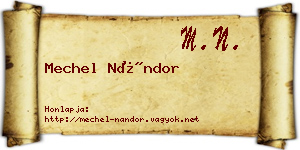 Mechel Nándor névjegykártya